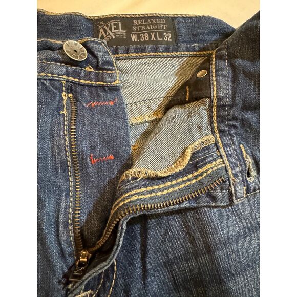 AXEL Men's Jeans sz38/32 inseam 30" Distressed Relaxed Fit Straight Leg Raw Hem - Picture 7 of 15